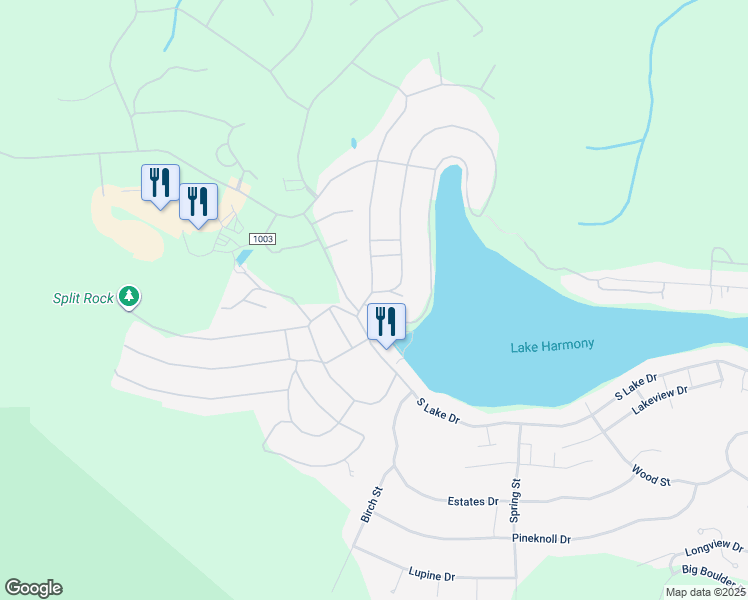 map of restaurants, bars, coffee shops, grocery stores, and more near 12 Lodge Hill Road in Lake Harmony