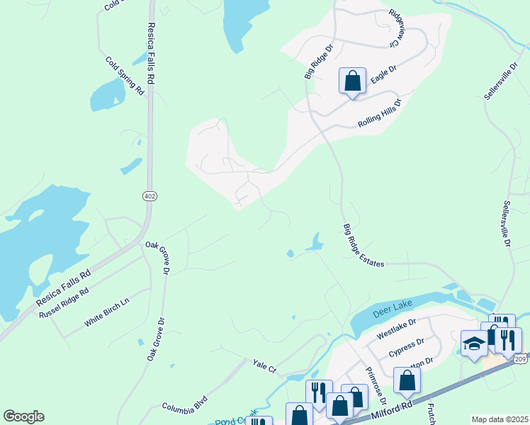map of restaurants, bars, coffee shops, grocery stores, and more near 706 Franklin Court in East Stroudsburg