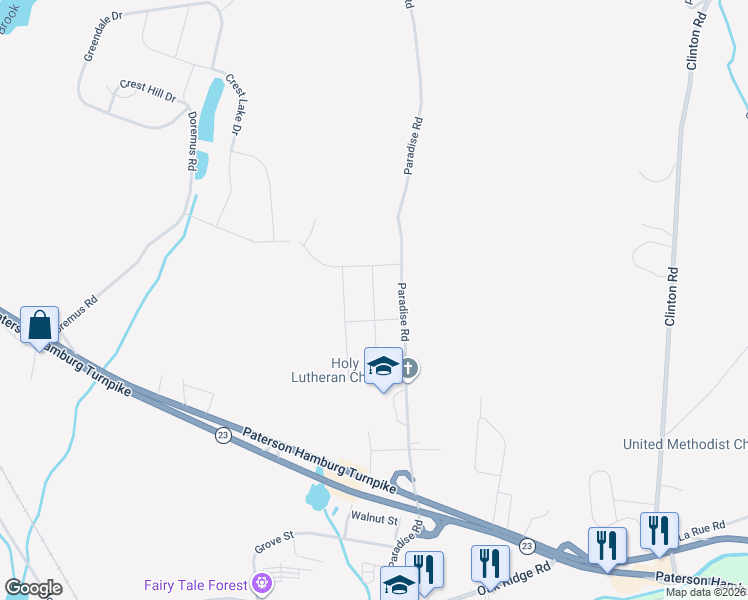 map of restaurants, bars, coffee shops, grocery stores, and more near 44 Fremont Terrace in West Milford