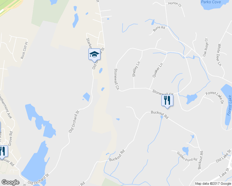 map of restaurants, bars, coffee shops, grocery stores, and more near 62 Stonewall Circle in Harrison