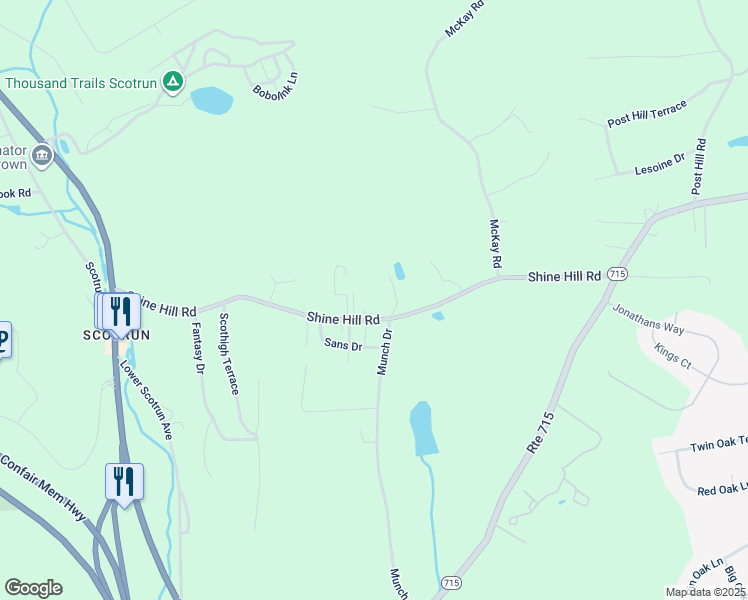 map of restaurants, bars, coffee shops, grocery stores, and more near 231 Shine Hill Road in Henryville