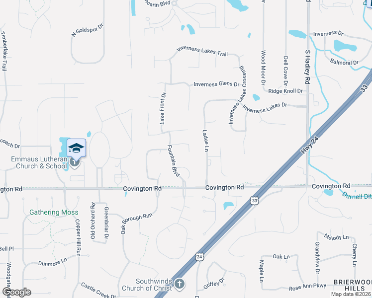 map of restaurants, bars, coffee shops, grocery stores, and more near 7903 Sky Breeze Court in Fort Wayne