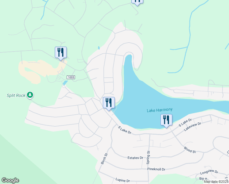 map of restaurants, bars, coffee shops, grocery stores, and more near 21 Crest Drive in Lake Harmony