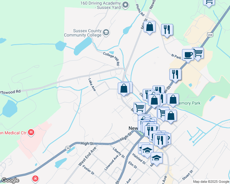 map of restaurants, bars, coffee shops, grocery stores, and more near 64 Mill Street in Newton