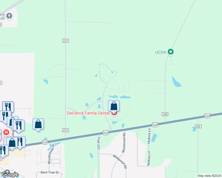 map of restaurants, bars, coffee shops, grocery stores, and more near River Birch Court in Hancock County