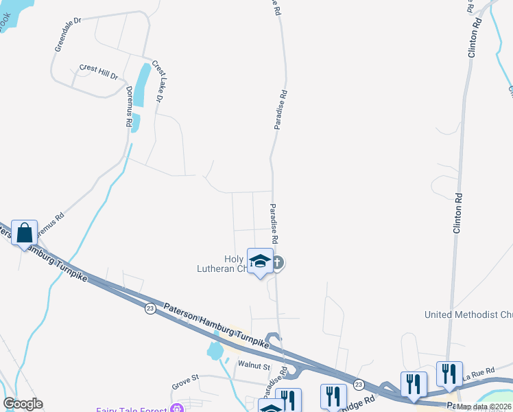map of restaurants, bars, coffee shops, grocery stores, and more near 44 Fremont Terrace in West Milford
