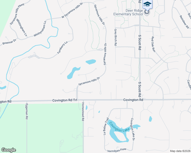 map of restaurants, bars, coffee shops, grocery stores, and more near 2404 Sycamore Hills Drive in Fort Wayne