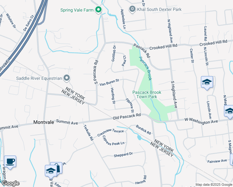 map of restaurants, bars, coffee shops, grocery stores, and more near 32 Harding Street in Pearl River