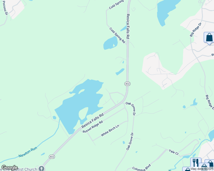 map of restaurants, bars, coffee shops, grocery stores, and more near 123 Heron Point Road in East Stroudsburg