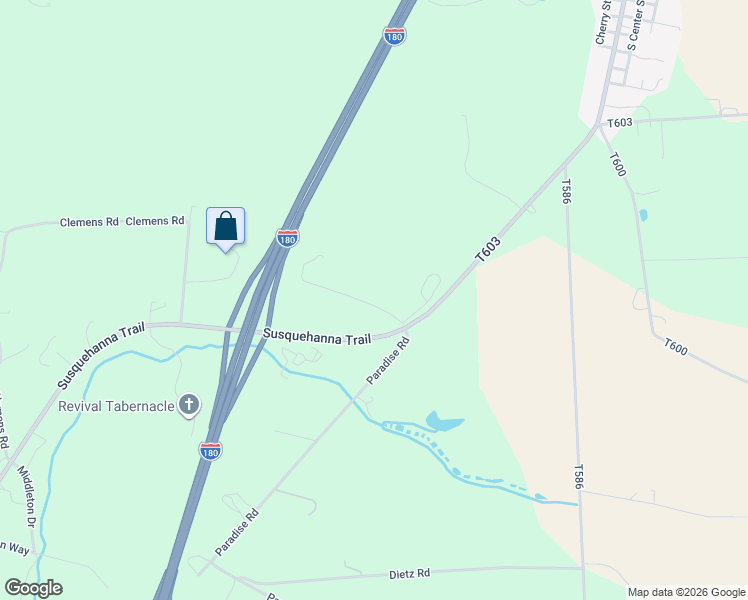 map of restaurants, bars, coffee shops, grocery stores, and more near Voris Road in Watsontown
