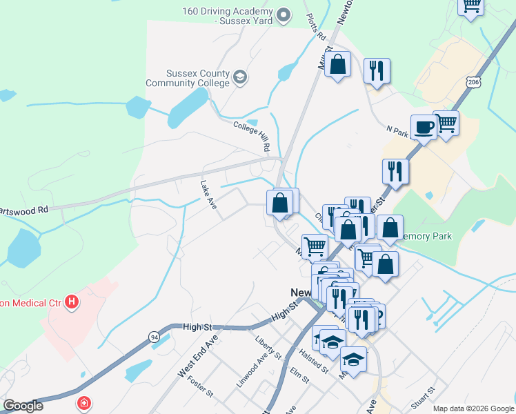 map of restaurants, bars, coffee shops, grocery stores, and more near 64 Mill Street in Newton