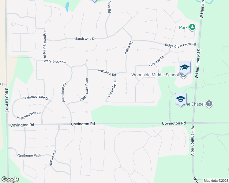 map of restaurants, bars, coffee shops, grocery stores, and more near 2303 Caravelle Drive in Fort Wayne