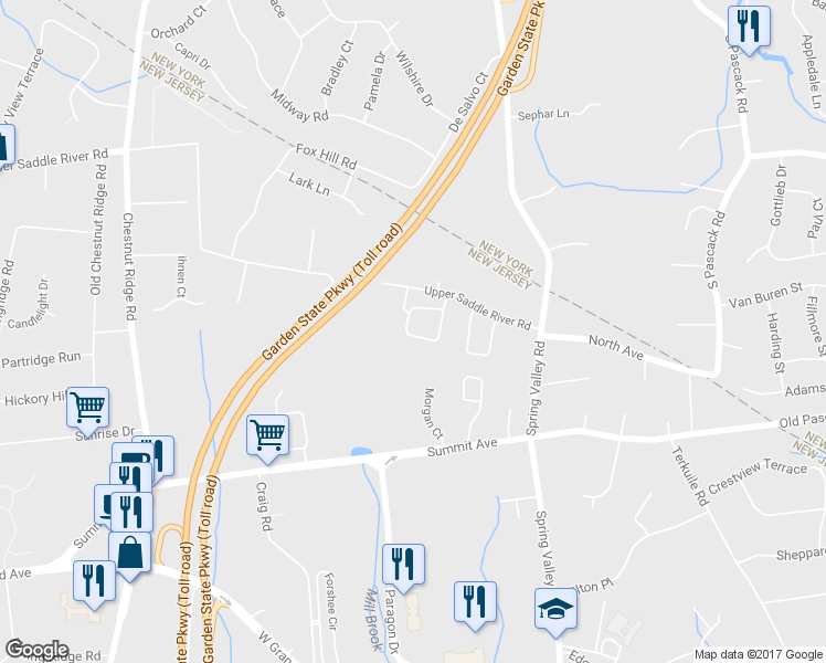 map of restaurants, bars, coffee shops, grocery stores, and more near 27 Autumn Way in Montvale