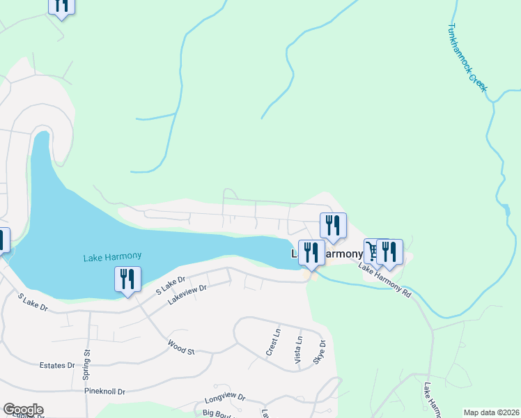 map of restaurants, bars, coffee shops, grocery stores, and more near Hartung Street in Lake Harmony
