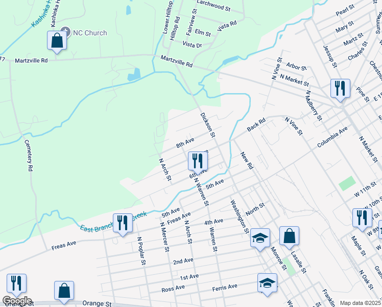 map of restaurants, bars, coffee shops, grocery stores, and more near 1153 7th Ave in Berwick