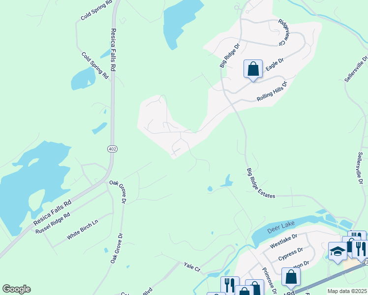 map of restaurants, bars, coffee shops, grocery stores, and more near 617 Champion Way in East Stroudsburg