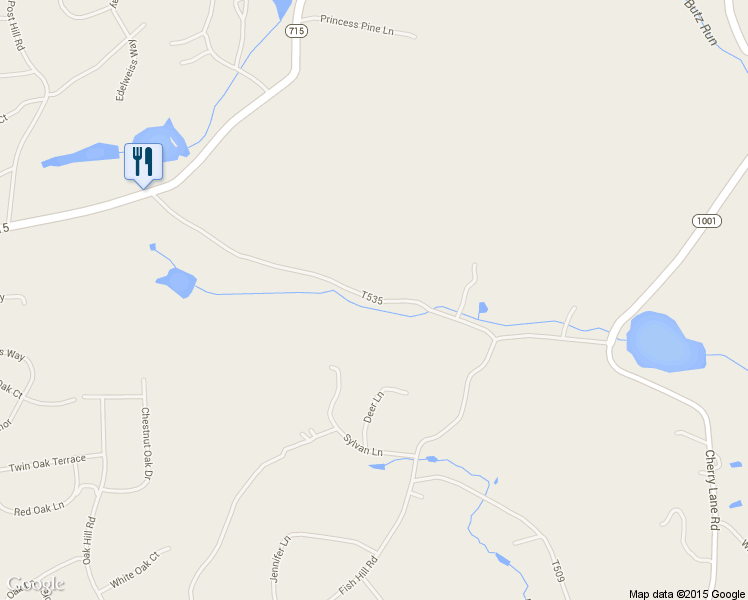 map of restaurants, bars, coffee shops, grocery stores, and more near 61 Cherry Lane Church Road in East Stroudsburg