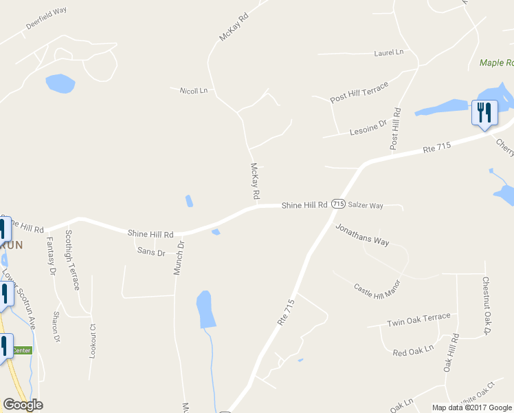 map of restaurants, bars, coffee shops, grocery stores, and more near Shine Hill Road in Henryville