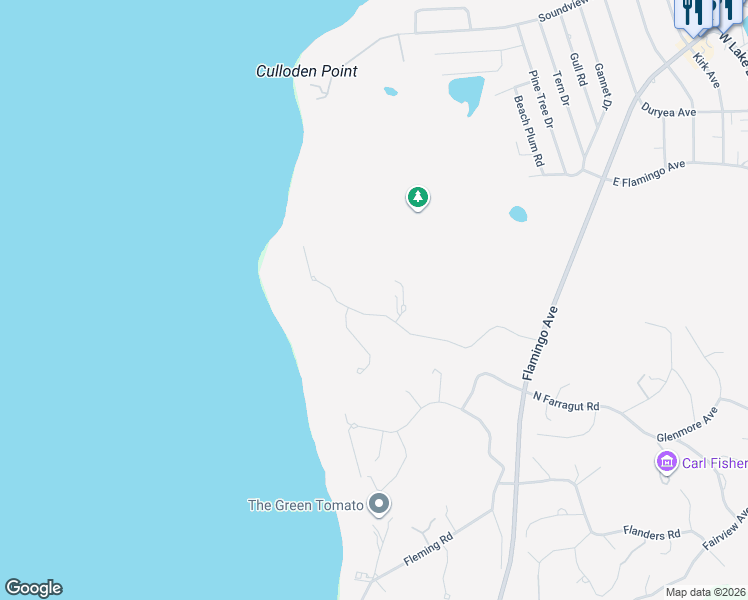 map of restaurants, bars, coffee shops, grocery stores, and more near 18 Wills Point Road in Montauk
