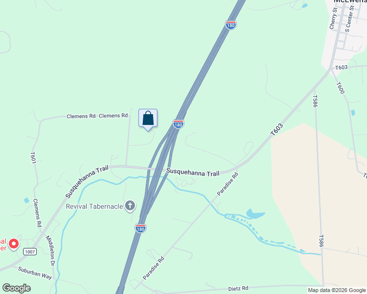 map of restaurants, bars, coffee shops, grocery stores, and more near Voris Road in Watsontown