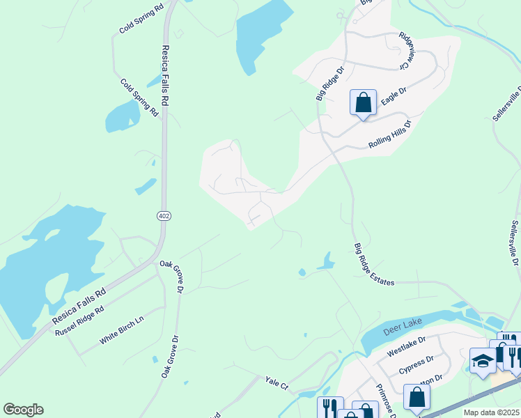 map of restaurants, bars, coffee shops, grocery stores, and more near 615 Champion Way in East Stroudsburg