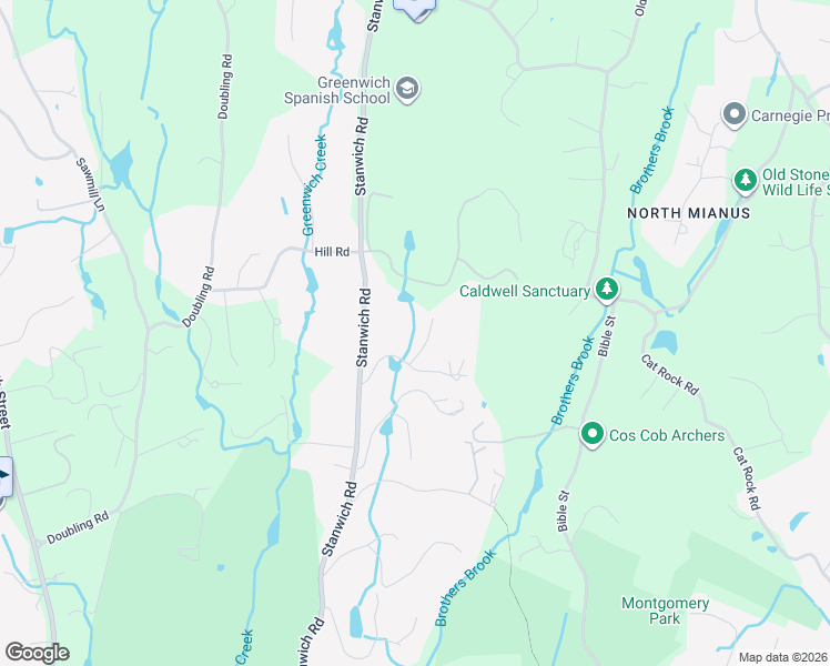 map of restaurants, bars, coffee shops, grocery stores, and more near 14 Tomahawk Lane in Greenwich