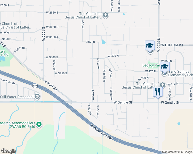 map of restaurants, bars, coffee shops, grocery stores, and more near 558 West 3500 South in Syracuse