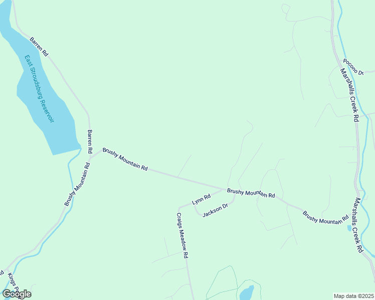 map of restaurants, bars, coffee shops, grocery stores, and more near 1521 Brushy Mountain Road in East Stroudsburg