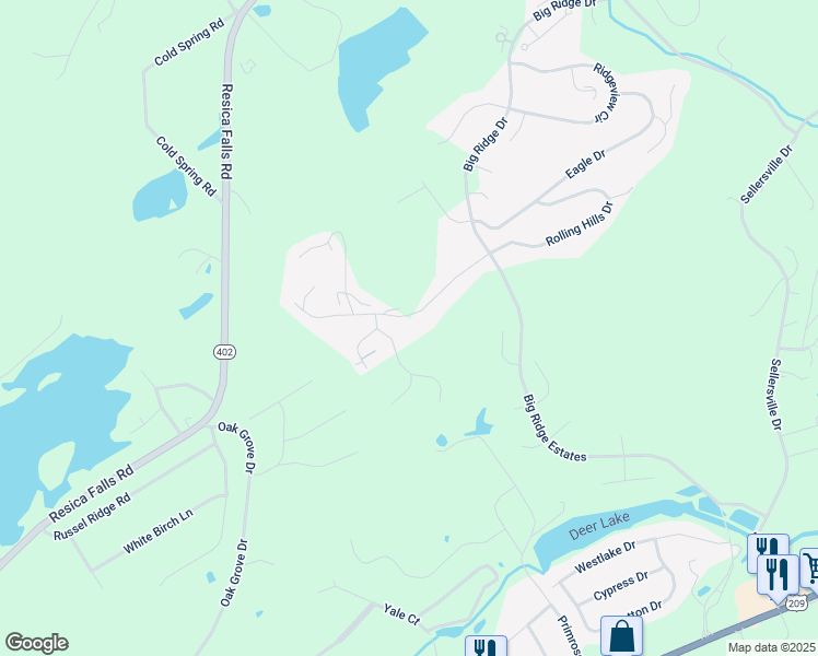 map of restaurants, bars, coffee shops, grocery stores, and more near 256 Fringe Drive in East Stroudsburg