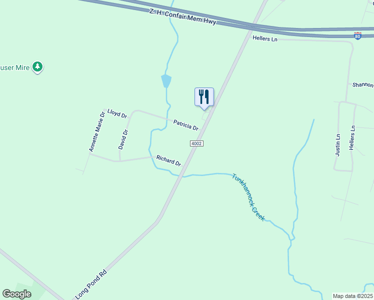 map of restaurants, bars, coffee shops, grocery stores, and more near 2025 Long Pond Road in Long Pond
