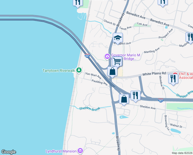 map of restaurants, bars, coffee shops, grocery stores, and more near 50 Van Wart Avenue in Tarrytown