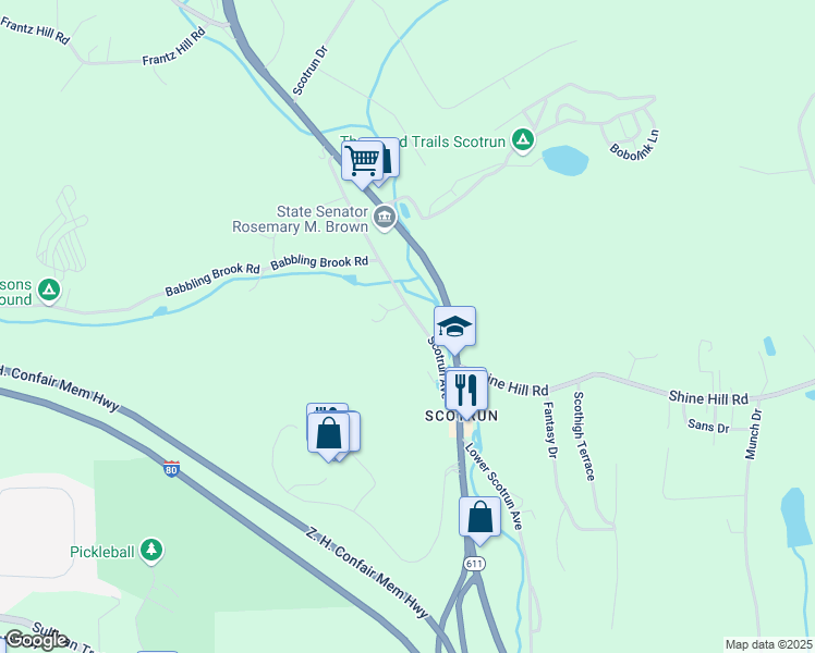 map of restaurants, bars, coffee shops, grocery stores, and more near 632 Scotrun Ave in Monroe