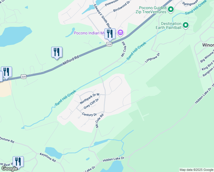 map of restaurants, bars, coffee shops, grocery stores, and more near 101 Northpark Drive West in East Stroudsburg