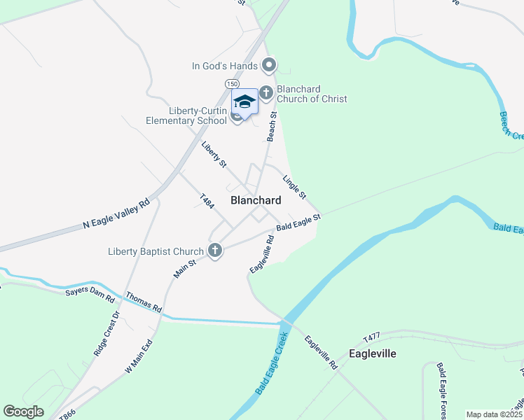 map of restaurants, bars, coffee shops, grocery stores, and more near in Blanchard