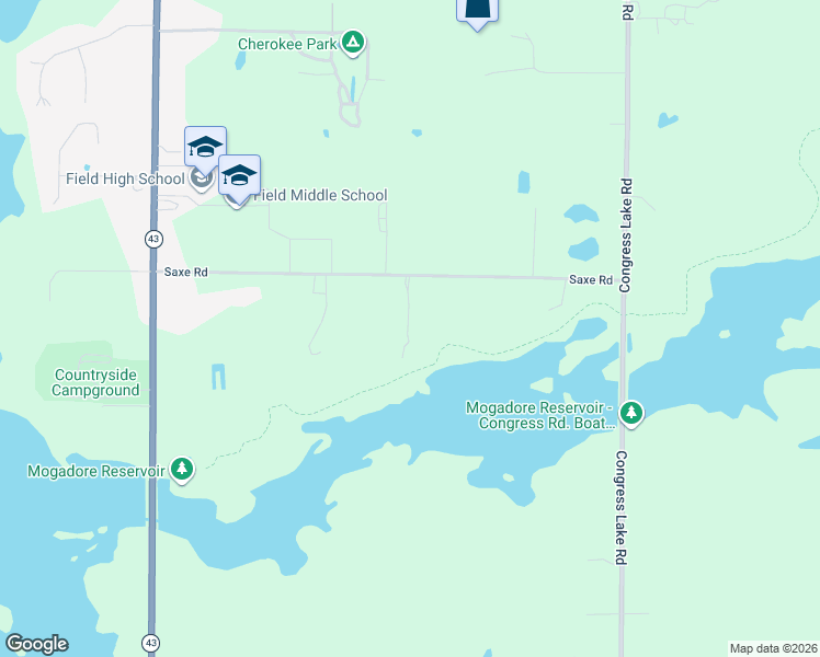 map of restaurants, bars, coffee shops, grocery stores, and more near 1540 Saxe Road in Mogadore