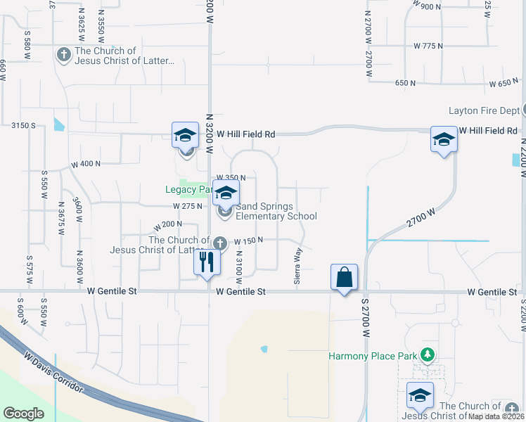 map of restaurants, bars, coffee shops, grocery stores, and more near 254 North 3050 West in Layton