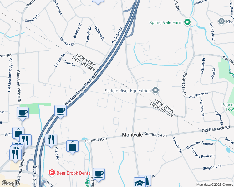 map of restaurants, bars, coffee shops, grocery stores, and more near 31 Upper Saddle River Rd in Montvale