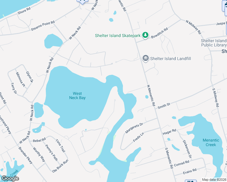map of restaurants, bars, coffee shops, grocery stores, and more near 2 Westmoreland Drive in Shelter Island