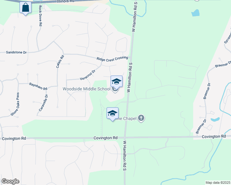 map of restaurants, bars, coffee shops, grocery stores, and more near 2200 West Hamilton Road South in Fort Wayne