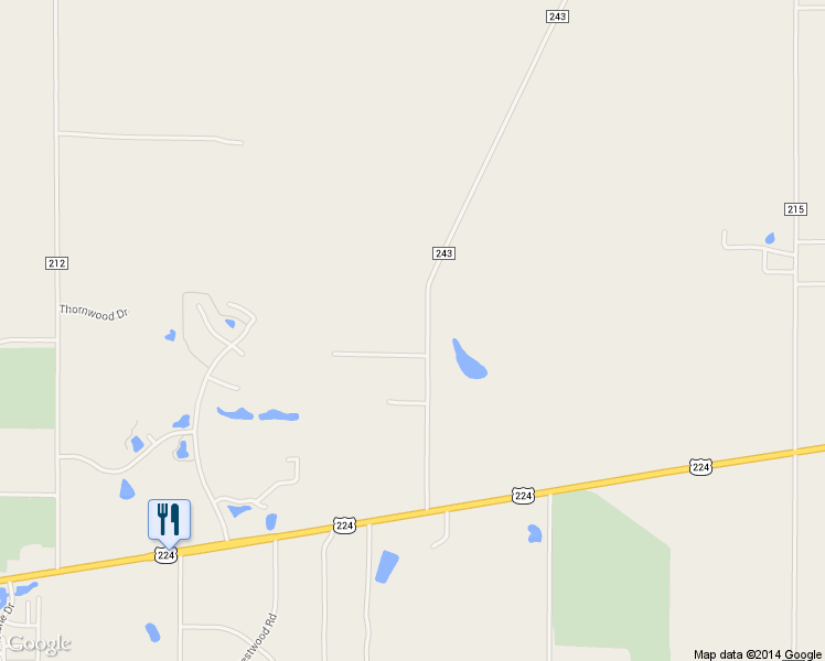 map of restaurants, bars, coffee shops, grocery stores, and more near 7112 Township Road 243 in Findlay