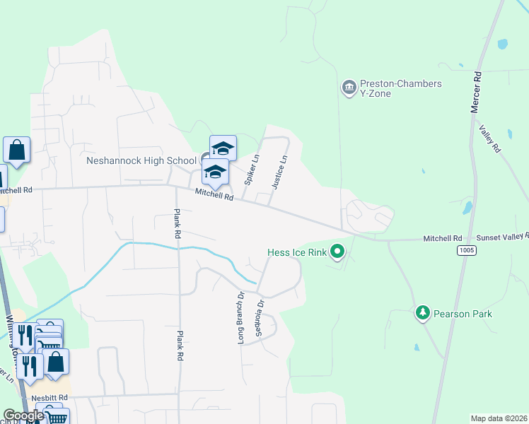 map of restaurants, bars, coffee shops, grocery stores, and more near 3673 Mitchell Road in New Castle
