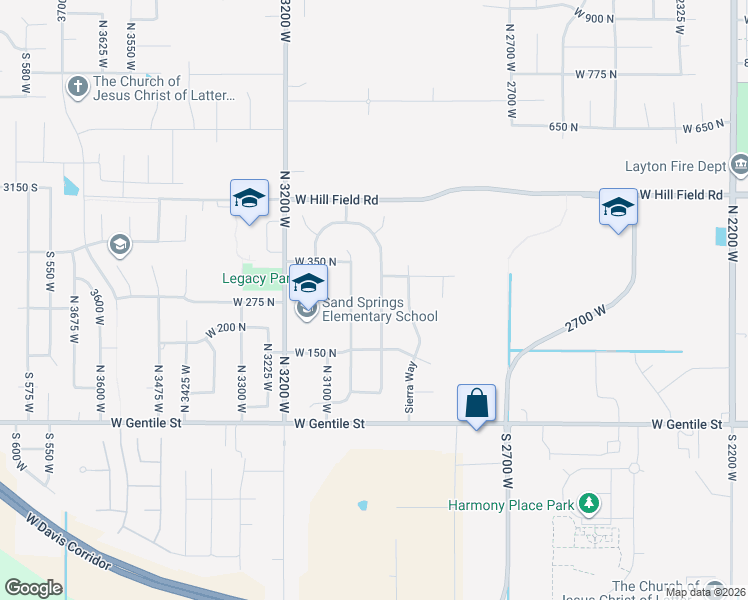 map of restaurants, bars, coffee shops, grocery stores, and more near 273 North 2975 West in Layton