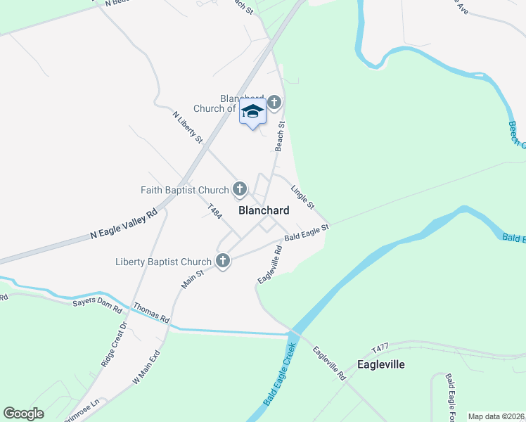 map of restaurants, bars, coffee shops, grocery stores, and more near in Blanchard