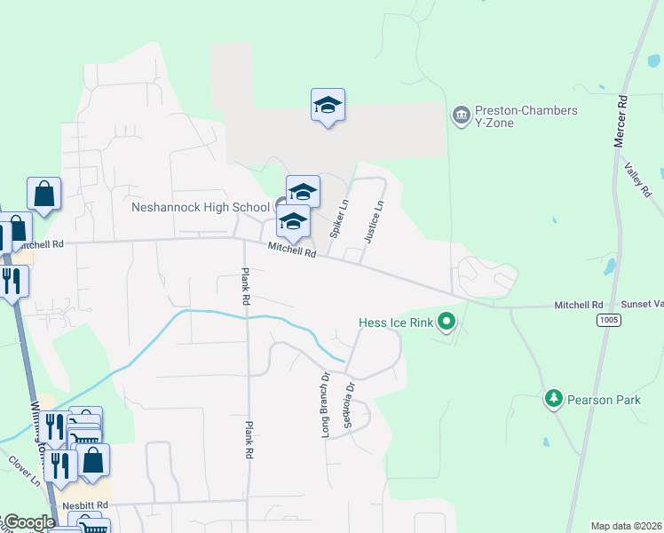 map of restaurants, bars, coffee shops, grocery stores, and more near 3727 Mitchell Road in New Castle