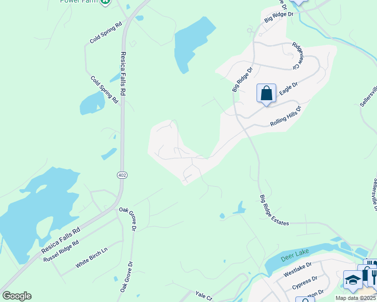 map of restaurants, bars, coffee shops, grocery stores, and more near Inverness Drive in East Stroudsburg