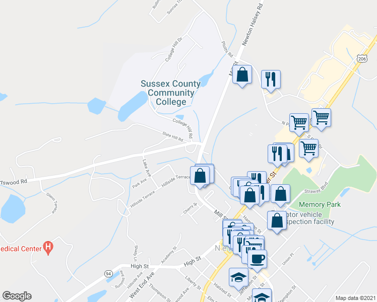 map of restaurants, bars, coffee shops, grocery stores, and more near 2a Swartswood Road in Newton