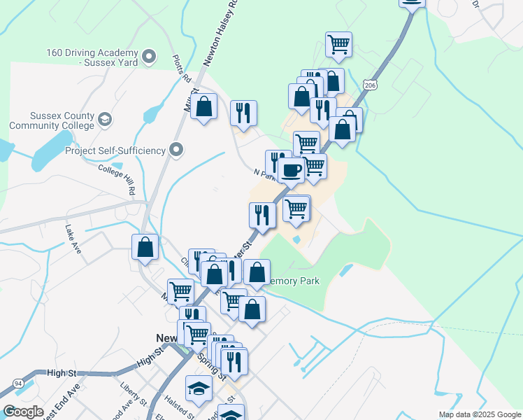 map of restaurants, bars, coffee shops, grocery stores, and more near 122 Water Street in Newton