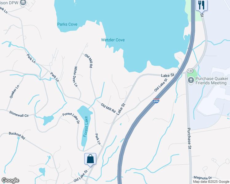 map of restaurants, bars, coffee shops, grocery stores, and more near 6 Avery Court in Harrison