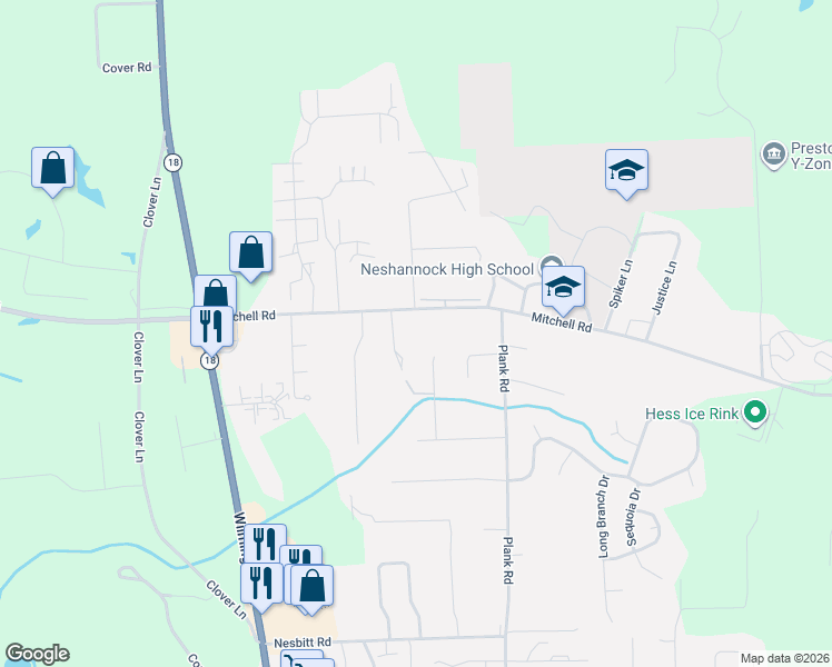 map of restaurants, bars, coffee shops, grocery stores, and more near 4179 Mitchell Road in New Castle
