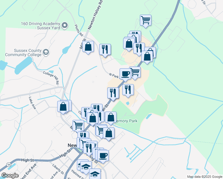 map of restaurants, bars, coffee shops, grocery stores, and more near 122 Water Street in Newton